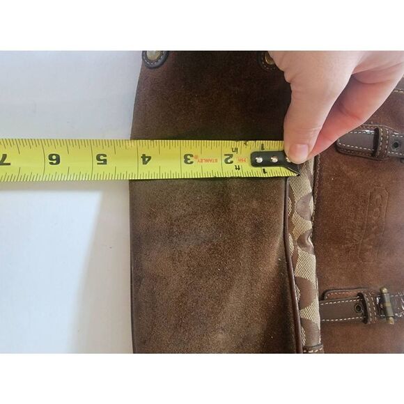Coach Leatherware Women's Brown Signature Canvas Suede Trim Shoulder Bag - Picture 10 of 10